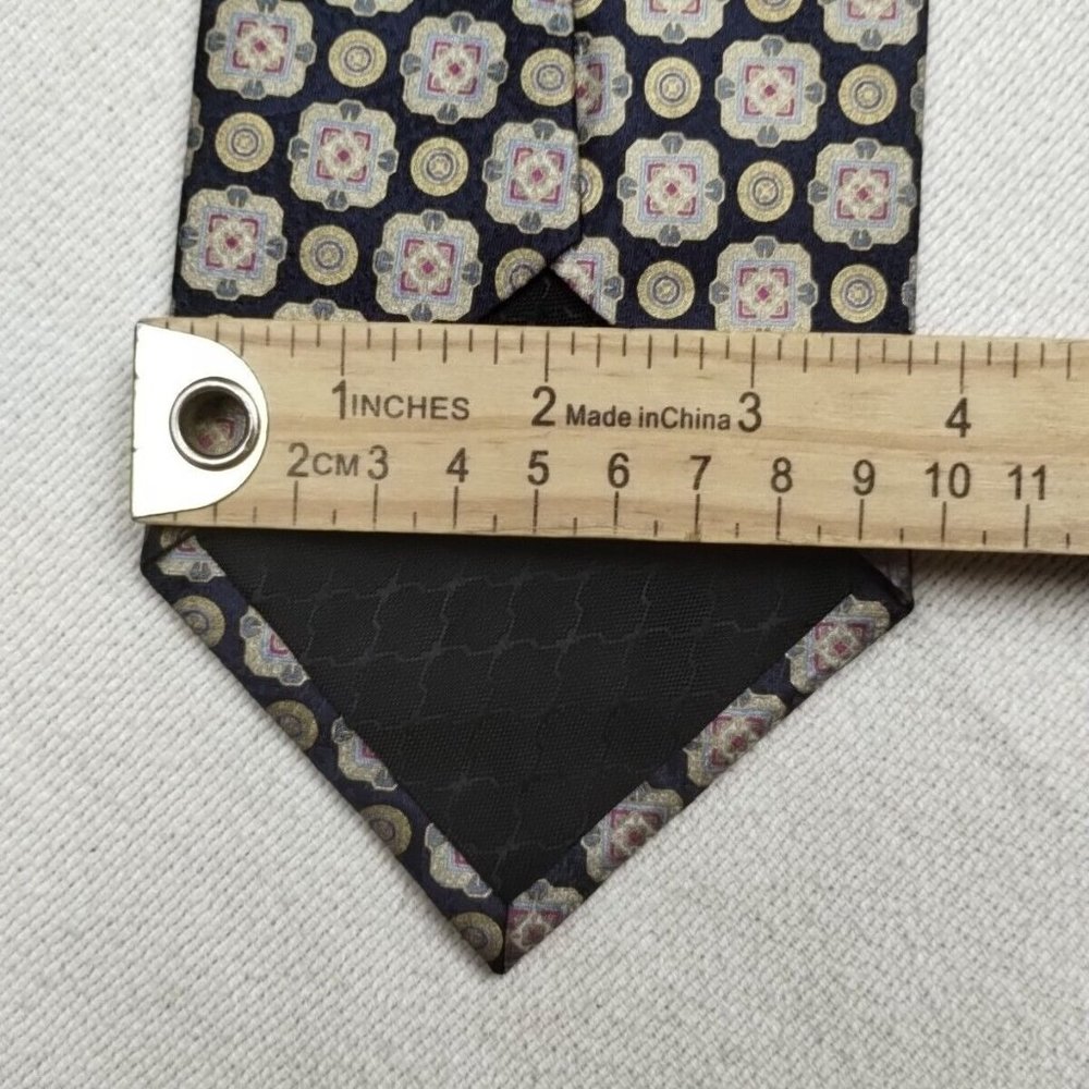 Lot Of 2 Black Fine Silk Ties Alfani UOMO Domenico Franco Striped Frame Pattern - Picture 4 of 8